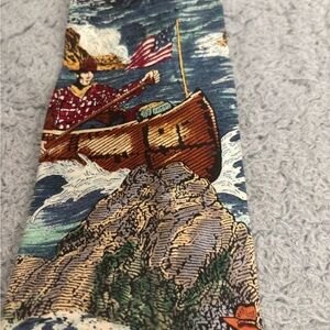 Nautical Themed Tie with Boat and Ocean Design